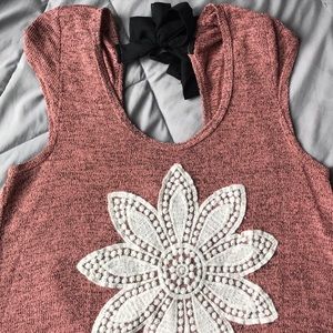 T shirt with embroidered flower